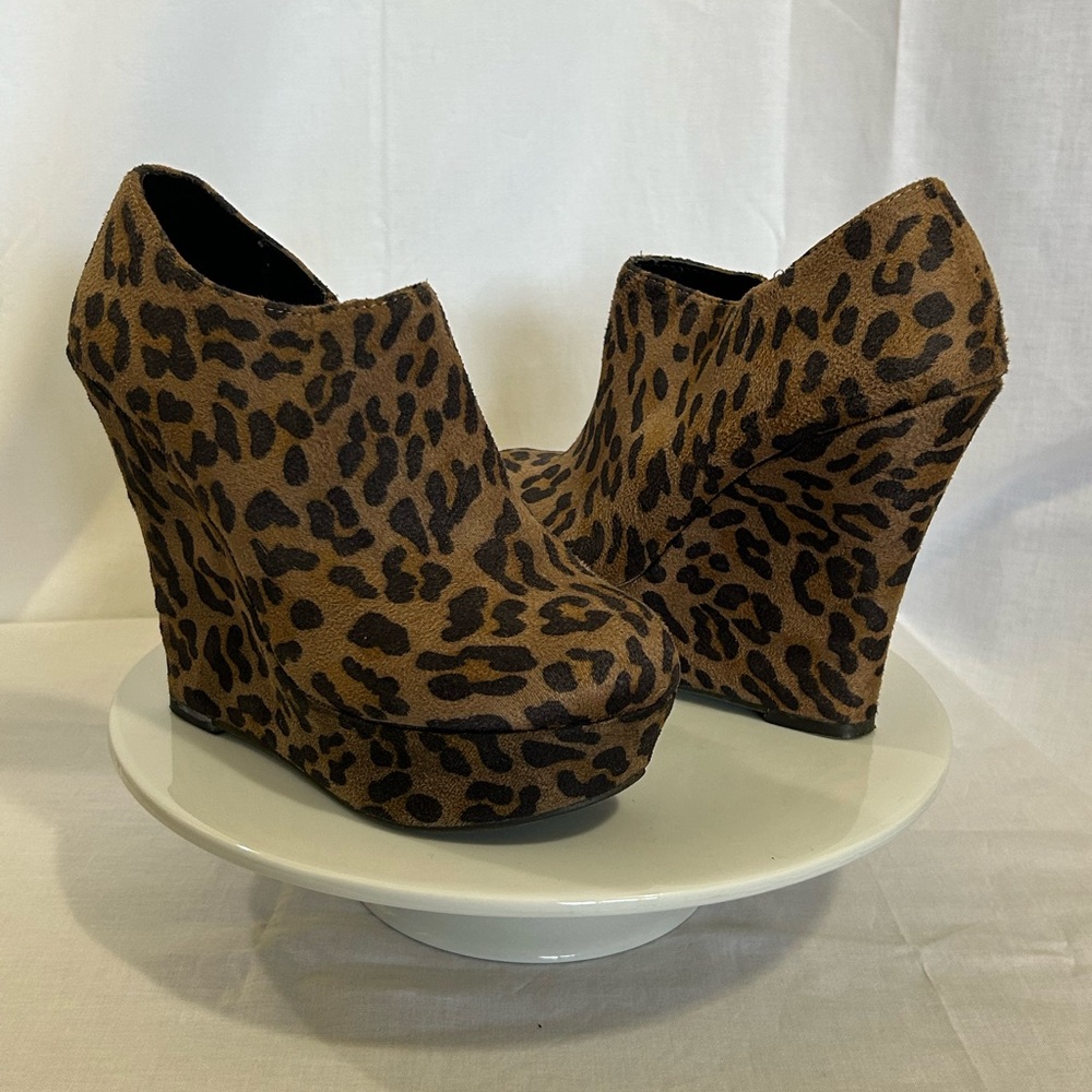 Mossimo - Brown Leopard Print Wedge Booties